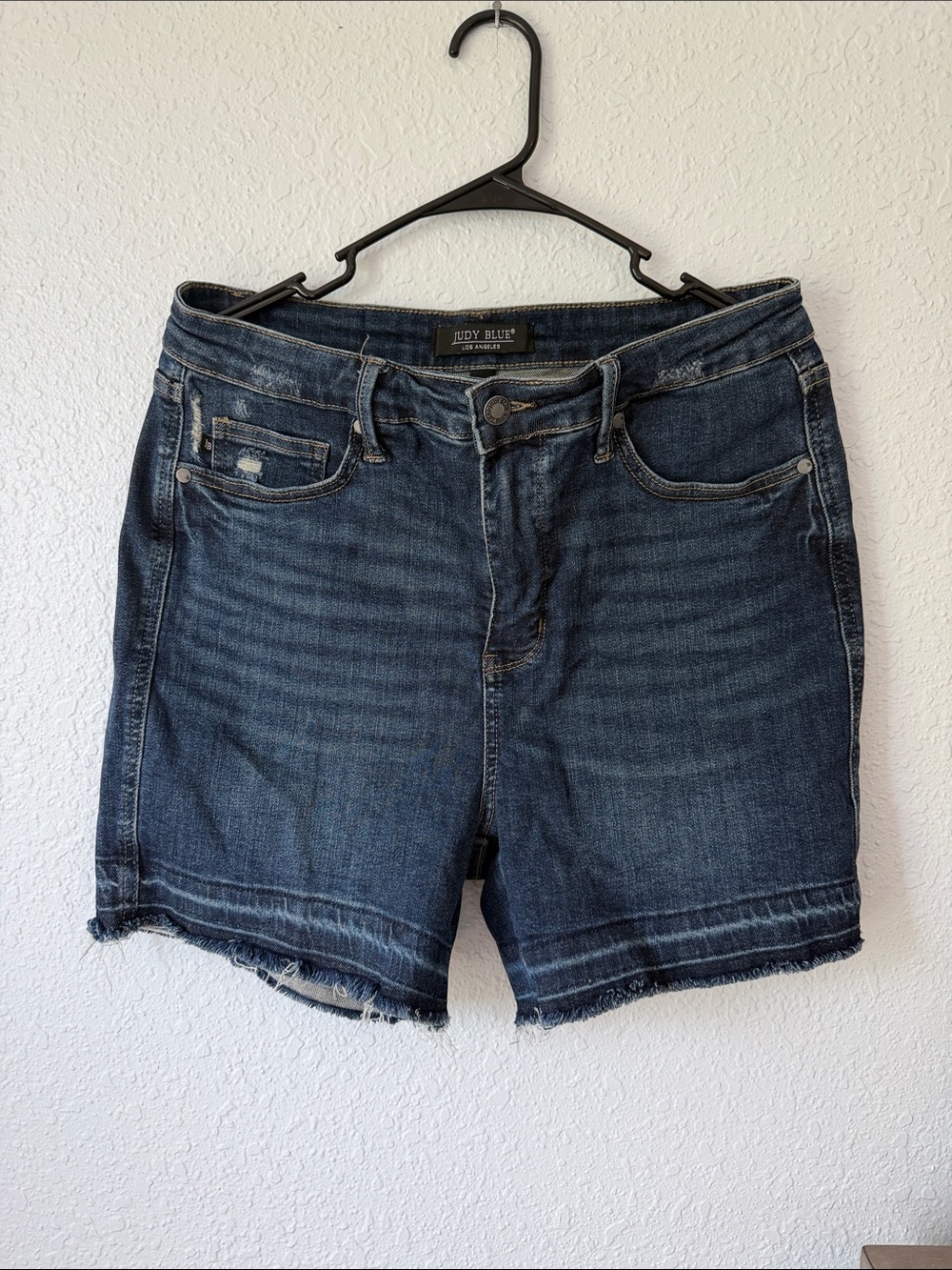 Judy Blue Indigo Frayed Hem Denim Shorts